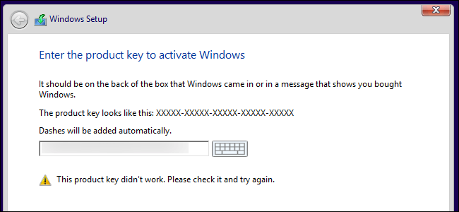 windows product key not valid